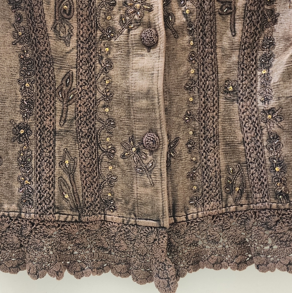 Flashback Embroidered Brown Jacket, Size Medium, … - image 5